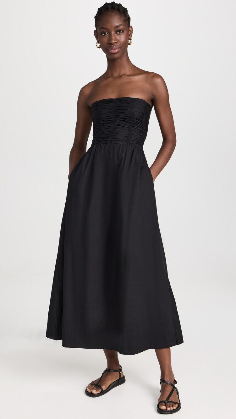 Faithfull The Brand Dominquez Midi Dress Black - S